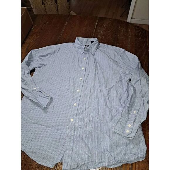 Izod Other - Large IZOD Blue White Long Sleeve Button Front Dress Shirt Cotton